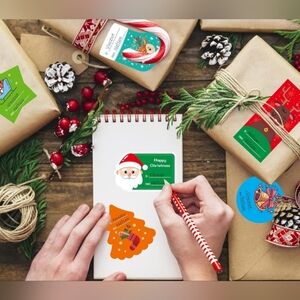 252 Pcs Christmas Holiday Gift Tags Self-Stick Adhesive Present Stickers Labels